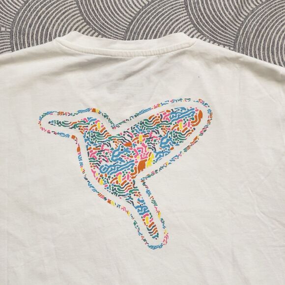 Birdgogs Hummingbird Floral Logo Back Cotton Blend T Shirt White Men L EUC - Picture 9 of 11